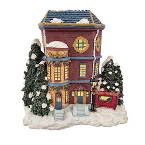 Christmas On Main Street Musical Wind Up Box Resin Village House Holiday Decor